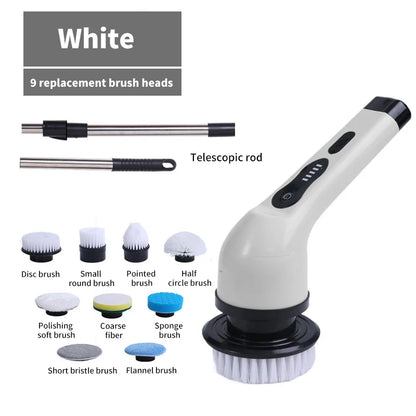 Cepillo Eléctrico de Limpieza 9 en 1 – Scrubber Giratorio Inalámbrico para Cocina y Baño