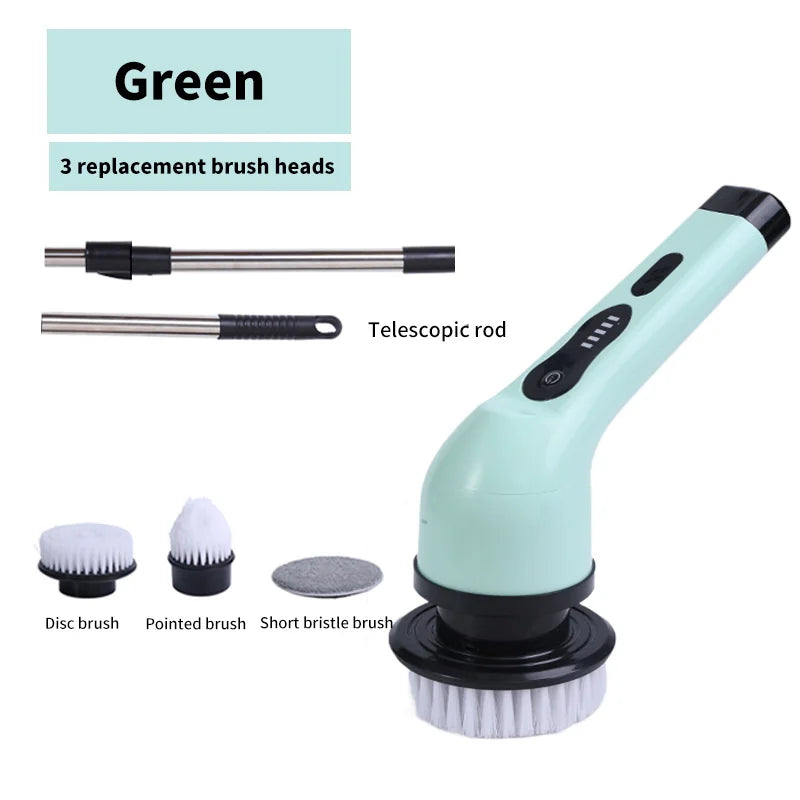 Cepillo Eléctrico de Limpieza 9 en 1 – Scrubber Giratorio Inalámbrico para Cocina y Baño