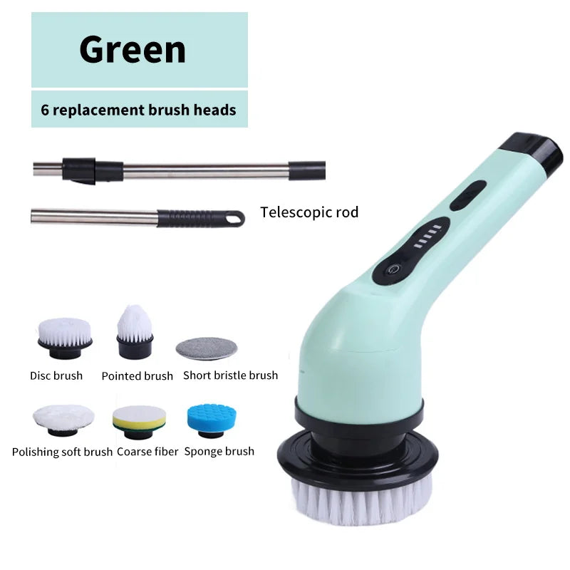 Cepillo Eléctrico de Limpieza 9 en 1 – Scrubber Giratorio Inalámbrico para Cocina y Baño