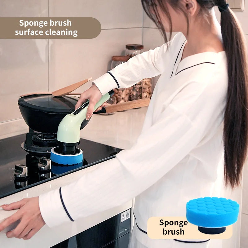 Cepillo Eléctrico de Limpieza 9 en 1 – Scrubber Giratorio Inalámbrico para Cocina y Baño
