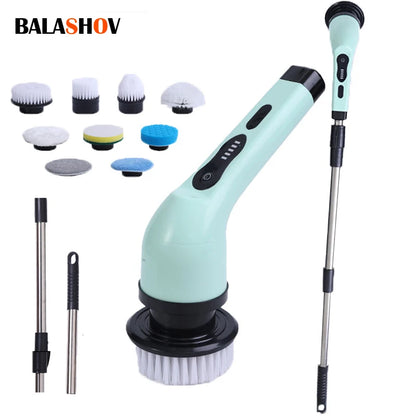Cepillo Eléctrico de Limpieza 9 en 1 – Scrubber Giratorio Inalámbrico para Cocina y Baño